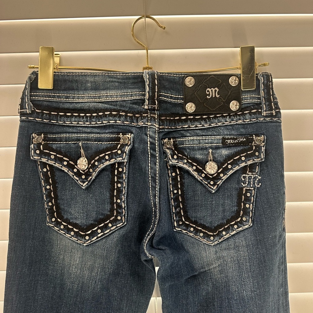 Miss Me Dark Blue Rhinestone Embellished Bootcut Jeans